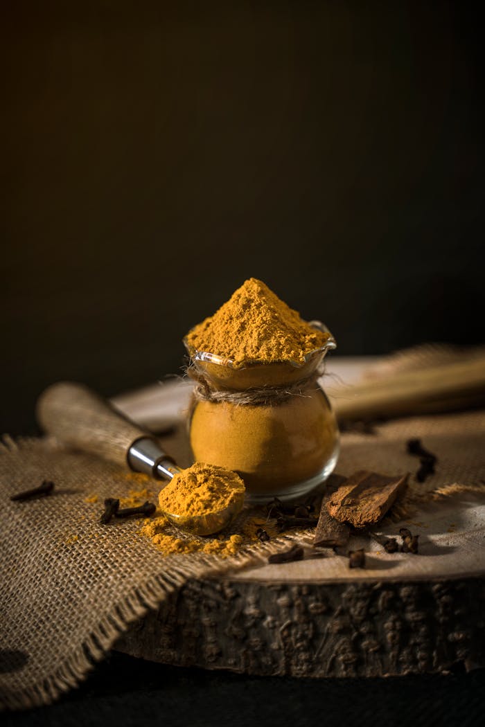 Aromatic sambar powder showcased in a rustic setting, highlighting Indian culinary tradition.